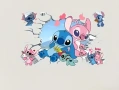 Лило Стич Stitch дупка в стена стикер лепенка за стена детска стая самозалепващ, снимка 1