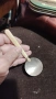 стара лъжица, дръжката е от кост. , снимка 1