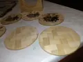 Бамбукови 6 броя комплект подложки с поставка маркови нови, снимка 4