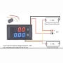 Дигитален волтамперметър за вграждане 0-100V 0-10A, LED дисплей червено-син – за захранващи 10052, снимка 3