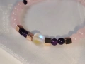 Енергийна гривна с лунен камък, розов кварц и аметист, снимка 3