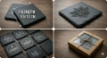 Квадратни каменни подложки от естествен шистов камък (Slate Coasters) – 10х10 см , снимка 1