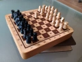 Мини дървен шах и дама, снимка 1