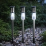Комплект от 3 броя Led соларни лампи XL 57см - неръждаема стомана, сензор и до 8 часа светене, снимка 5