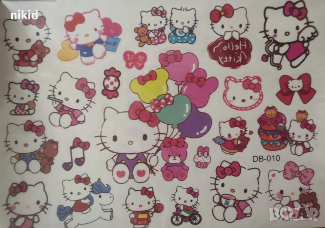 Коте Кити Hello Kitty Tattoo татос татуировка временна детска татоси татуси, снимка 2 - Други - 44281611