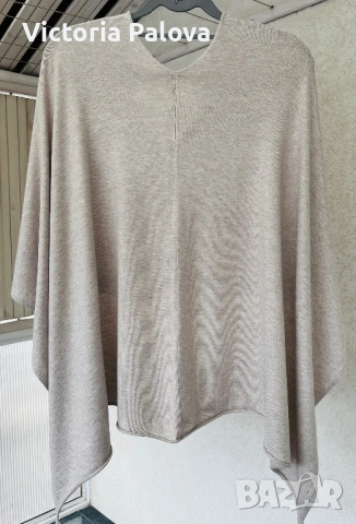 Стилен кейп COMMA, неутрален пясъчен цвят, снимка 6 - Блузи с дълъг ръкав и пуловери - 53958657