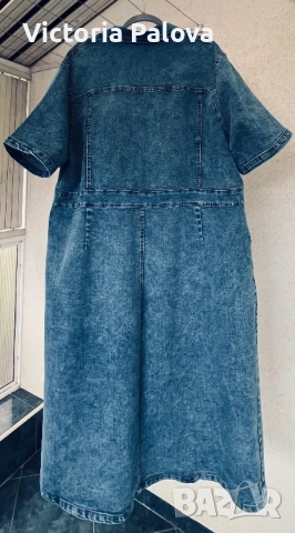 Макси дънкова рокля / тренч 5XL (става и за XL, 2XL), снимка 5 - Рокли - 54654191