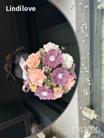 Букет от цветя от соев восък, снимка 5 - Изкуствени цветя - 54292336