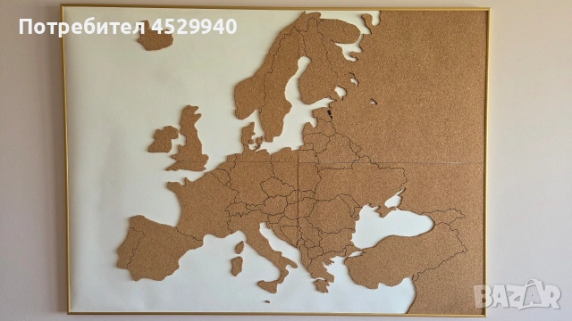 Коркова карта на Европа 88х65 см