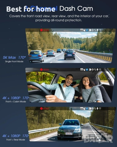 5K 3-канална видеорегистратор, снимка 3 - Камери - 54216882