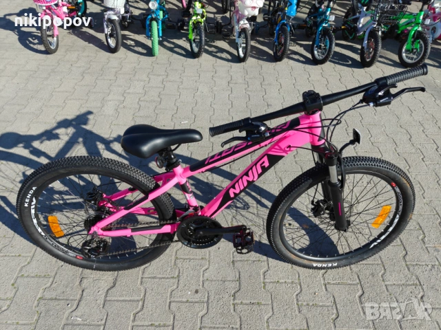 BG Алуминиев велосипед 24" NINJA розов, снимка 3 - Велосипеди - 54334837