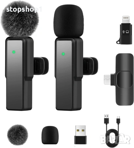 Безжичен микрофон за мобилен телефон за iPhone/Android/компютър, мини микрофон, безжичен лавалирен м