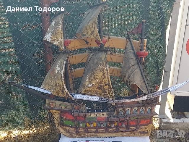Стар голям дървен кораб, Ръчна изработка на Испански Гален- 70х70см., снимка 10 - Антикварни и старинни предмети - 55279249