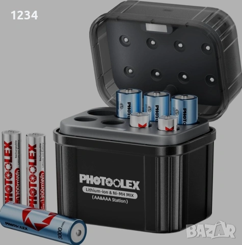 PHOTOOLEX акумулаторни батерии – 4 AA и 4 AAA литиеви, с хибридно зарядно устройство