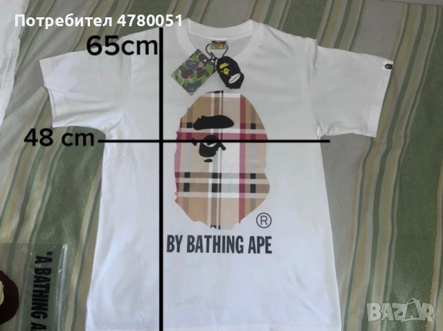 Bape Burberry тениска S размер 