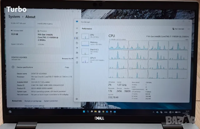 15.6' IPS Dell Latitude 5521 Intel Core i7-11850H/32GB DDR4/512GB/Бат.4ч., снимка 4 - Лаптопи за работа - 55680439