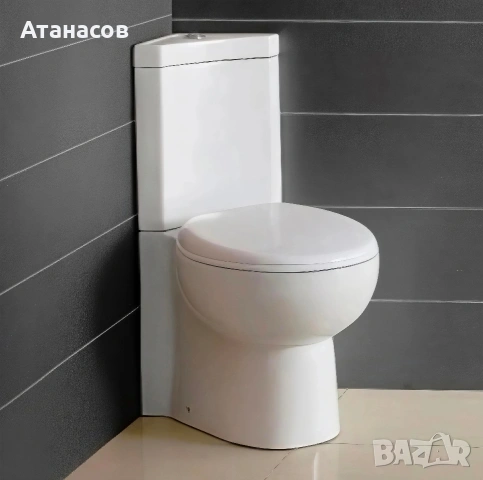 Ъглов моноблок бял гланц с плавно затварящ се капак