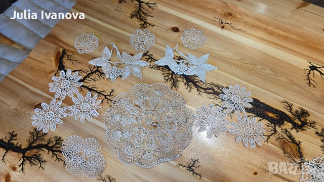 Голям лот плетени на една кука карета 46бр. и 2бр. кръгли покривки ф135 и ф115., снимка 6 - Други стоки за дома - 54917334