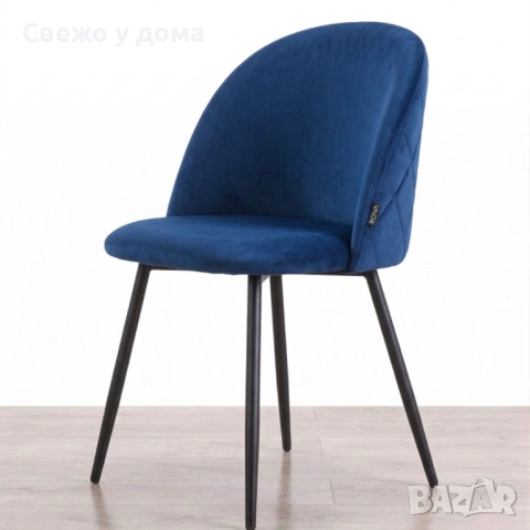 Дизайнерски стол FARO – тапициран, стабилен и удобен - син, снимка 4 - Столове - 53970306