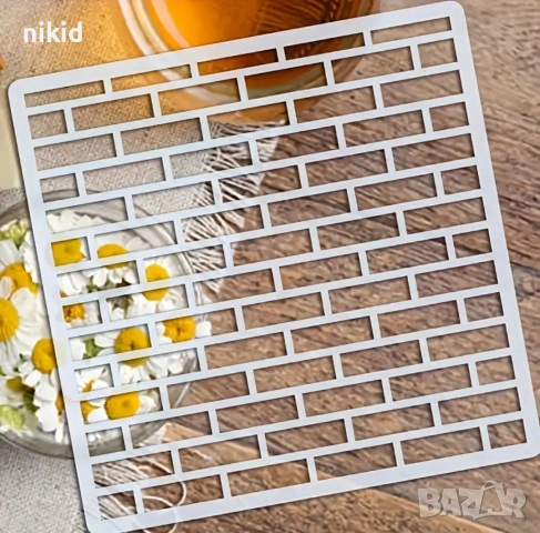 4 вида тухли стена  стенсил шаблон спрей за торта украса сладки Scrapbooking, снимка 3 - Други - 54975462