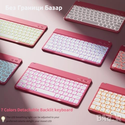 Нов Магнитен калъф с клавиатура за iPad A16 11/10 gen, UK QWERTY, червен кейс таблет Айпад, снимка 5 - Друга електроника - 55151099