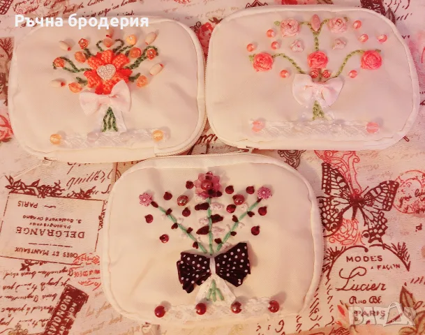 Несисери с 3D бродерия, дантела и мъниста, снимка 6 - Портфейли, портмонета - 55302095