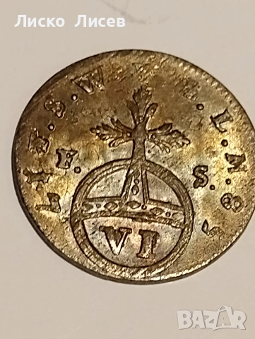 Германия 6 пфенига 1756г., снимка 3 - Нумизматика и бонистика - 55036355