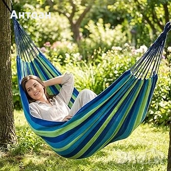 Хамак ANYOO 270 × 150 см – до 200 кг, снимка 2 - Градински мебели, декорация  - 55080357