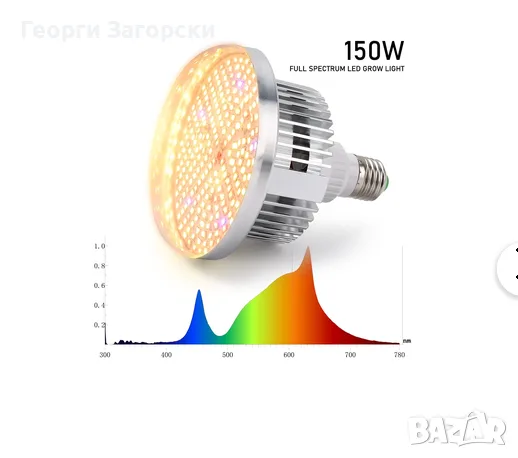  Лампа с пълен спектър за отглеждане на растения 150W, снимка 3 - Други - 49987989
