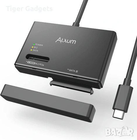 Alxum M.2 NVMe SSD Enclosure Adapter – USB-C 10Gbps адаптер за M.2 NVMe и SATA SSD дискове