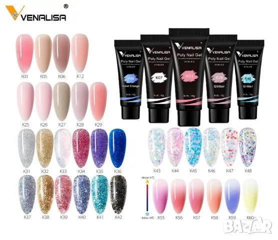 Venalisa PolyGel 15ml полигел термо , брокат , конфети , холограм