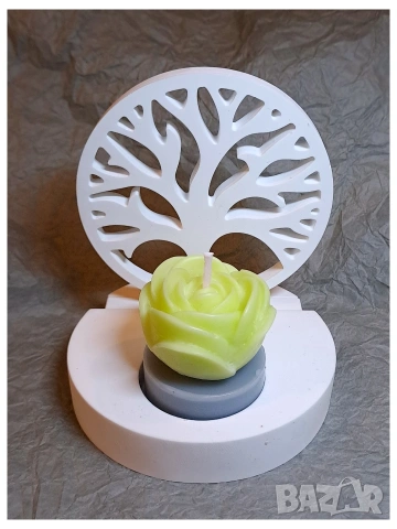 Комплект - ароматна свещ и свещник