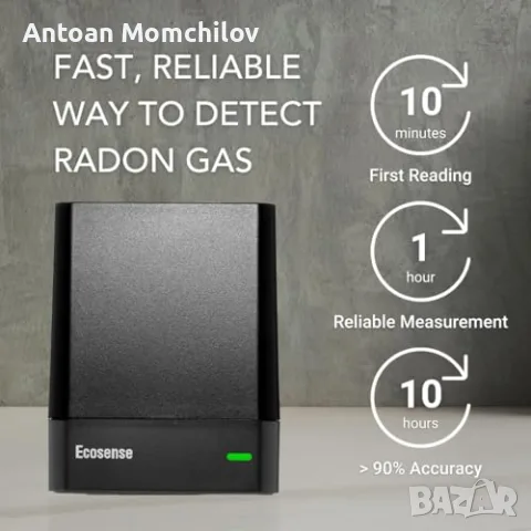 Радон монитор Ecosense EcoQube Wi-Fi 2.4 GHz, снимка 3 - Друга електроника - 55347678