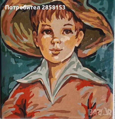 Стара картина портрет на момче ,маслени бои върху картон, снимка 2 - Антикварни и старинни предмети - 55364356