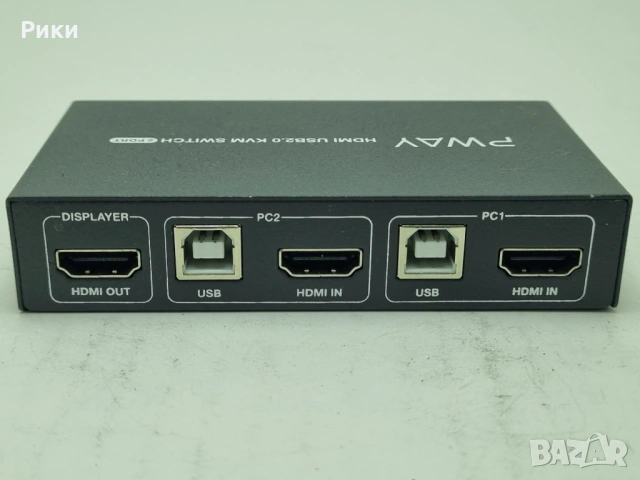PWay PW-S7402H2 HDMI KVM Switch Dual Monitor 2 Port, 2 USB 2.0 Hub