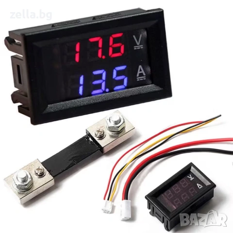 Дигитален волтметър и амперметър 0–100V 100A с включен шунт – LED дисплей за DC системи 10117, снимка 5 - Части и Платки - 54658362