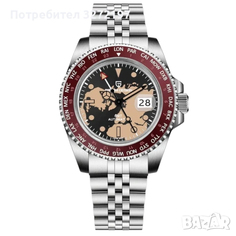 PAGANI DESIGN автоматичен часовник с Японски механизъм SEIKO NH34 GMT,стъкло сапфир,водоустойчив, снимка 3 - Мъжки - 45696273