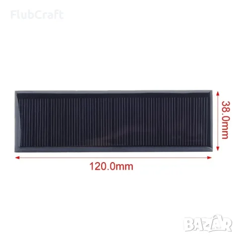 Поликристален Соларен Панел 6V 100mA 0.6W 120*38MM, снимка 2 - Къмпинг осветление - 55494516