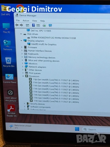 Dell XPS 13 9305 Intel i5-1135G7/8RAM/512GB NVMe/Intel Iris XE/4k Touchscreen/отличен, снимка 5 - Лаптопи за работа - 54984049