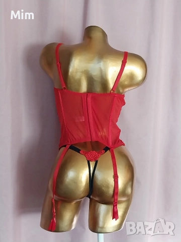  Резервирани Sensuality 85 B Червен корсет с жартиери за чорапи и прашка , снимка 3 - Корсети, бюстиета, топове - 54324800