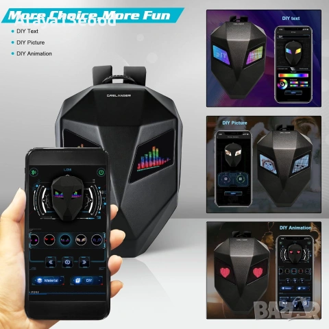 LED раница Crelander Knight с програмируем RGB дисплей, Bluetooth и разширяем обем, снимка 4 - Друга електроника - 55260824