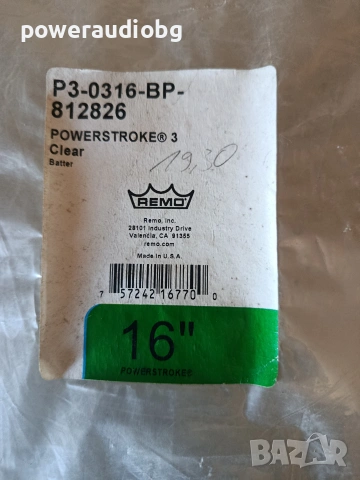 Кожа за барабани Remo PowerStroke 3 Clear Batter - 16 инча, снимка 2 - Ударни инструменти - 55148895