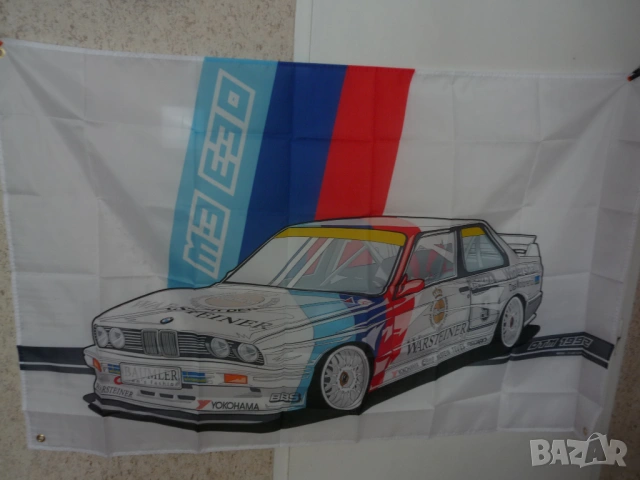 BMW Знаме M3 E30 кола банер спортна баварец готино спорт ръчни скорости купе рали шампион фенове