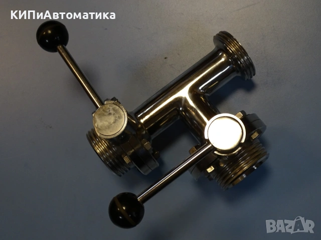 кран спирателен ръчен неръждаем Acta Laval T-port diver valve AISI 304, снимка 2 - Резервни части за машини - 54579871