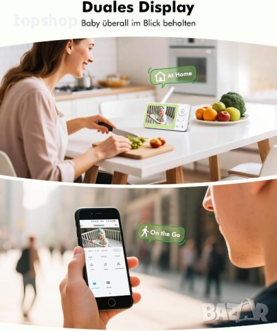 НОВ Запечатан Смарт AI бебефон YESIMOM 1080P – 4.3" Монитор + App Control, 360°  , снимка 2 - Бебефони - 54575373