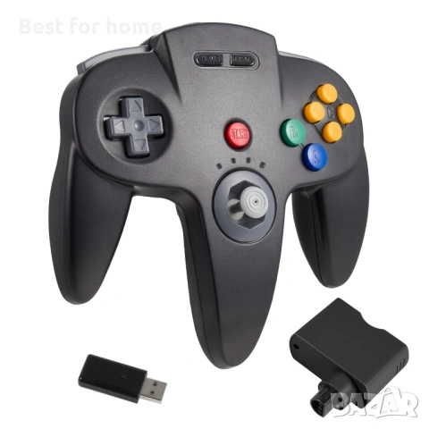 KIWITATA Безжичен N64 контролер за Switch игри, 2.4GHZ Безжичен N64 Дистанционно управление 