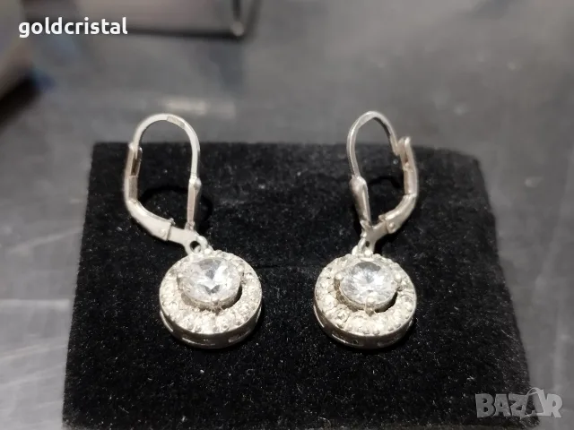сребърни обеци висящи с английско закопчаване , снимка 3 - Обеци - 55425399