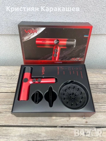 Професионален сешоар VGR V-401 с LED дисплей – Червен, снимка 2 - Сешоари - 54276359