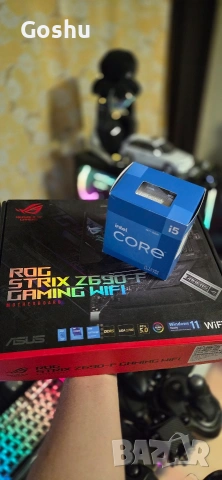 Asus rog strix z690-f wifi + i5 12400, снимка 2 - Дънни платки - 54548407