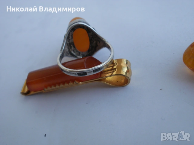 Сребърни кехлибар обеци с камъни пръстен сребро изумруди, снимка 9 - Обеци - 48682733